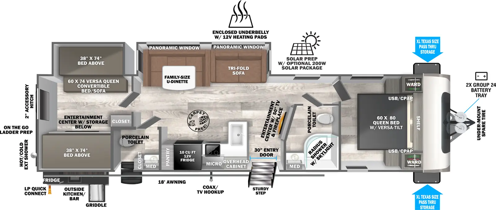 Heritage Glen Travel Trailers 314BUD Floorplan